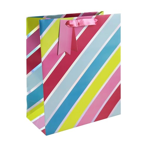Eurowrap 35489-2C – Pastellstreifen, große Tasche 26,5 x 14 x 33 cm – 6 Stück von Eurowrap