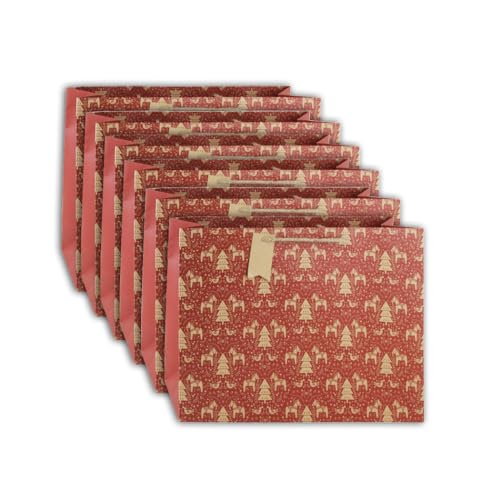 Clairefontaine X-28233-6Cpack - Packung 6 Geschenktasche - Tüte Kraft, Format Shopping (37,3x11,8x27,5 cm), 210g, geeignet für voluminöse Geschenke, Dalarna, Rot - Kraft, 1 Pack von Eurowrap