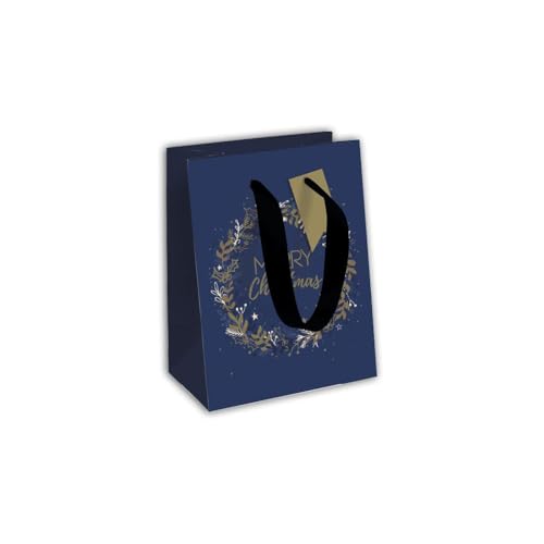 Clairefontaine X-29133-3Cpack - Packung 12 Geschenktasche - Tüte Excellia, Format M (21,5x10,2x25,3 cm), 210g, geeignet für Geschenke, Weihnachten Sternennacht, Blau - Gold, 1 Pack von Eurowrap