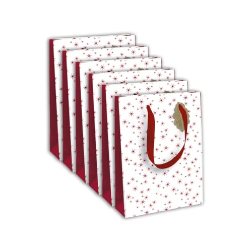 Clairefontaine X-29508-3Cpack - Packung 6 Geschenktasche - Tüte Excellia, Format M (21,5x10,2x25,3 cm), 210g, geeignet für Geschenke, Sternen Rot - Weiß, Weihnachten Liebesapfel, 1 Pack von Eurowrap