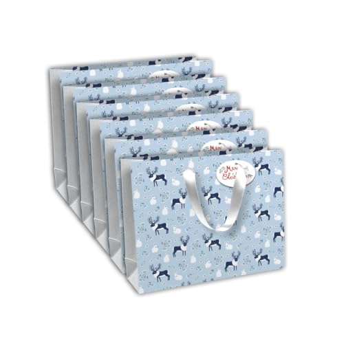 Clairefontaine X-29526-6Cpack - Packung 6 Geschenktasche - Tüte Excellia, Format Shopping (37,3x11,8x27,5 cm), 210g, geeignet für voluminöse Geschenke, Weihnachten Natur, 1 Pack von Eurowrap