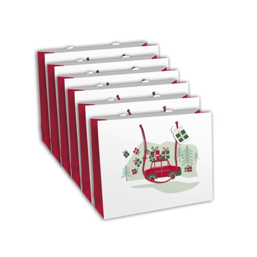 Clairefontaine X-30876-6Cpack - Packung 6 Geschenktasche - Tüte Excellia, Format Shopping (37,3x11,8x27,5 cm), 210g, geeignet für voluminöse Geschenke, Hohoho Weihnachten - Auto - Geschenke, 1 Pack von Eurowrap