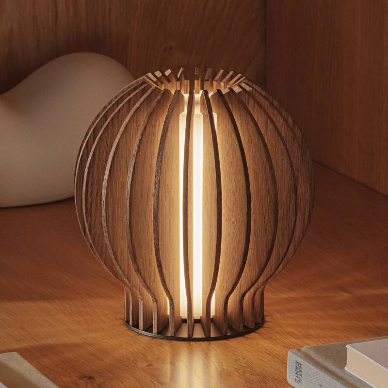 EVA Solo LED-Akku-Tischlampe Radiant, Holz dunkel, 14cm, USB von Eva Solo