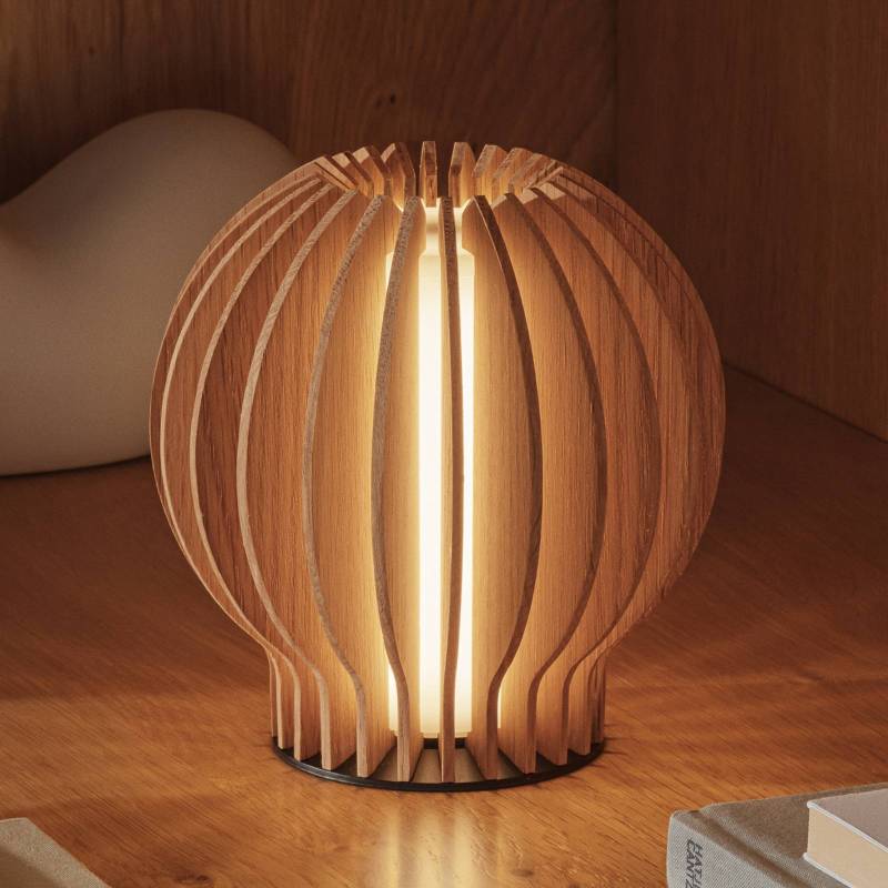 EVA Solo LED-Akku-Tischlampe Radiant, Holz hell, Ø 14cm, USB von Eva Solo