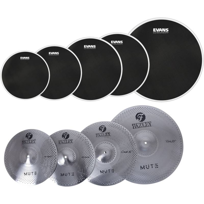 Evans SoundOff Rock Drum Head Pack + Fazley MUTE Cymbal Pack von Evans