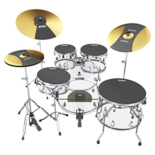 Evans Soundoff Drum Mute Pads – Komplettes Schlagzeug-Pad-Set – Schlagzeug-Dämpfer-Set – 3 Becken, 4 Tom/Snare & 1 Bassdrum-Dämpfer – ideal zum Dämpfen von Schlagzeug-Kits zum Üben – Rockbox-Set von Evans