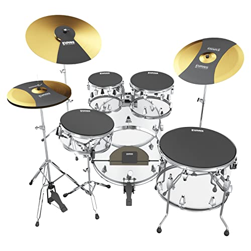Evans Soundoff Drum-Stumm-Pads – Komplettes Schlagzeug-Pad-Set – Schlagzeug-Dämpfer-Set – 3 Becken, 4 Tom/Snare und 1 Bassdrum-Dämpfer – ideal zum Dämpfen von Schlagzeug-Kits zum Üben – Fusion-Box-Set von Evans
