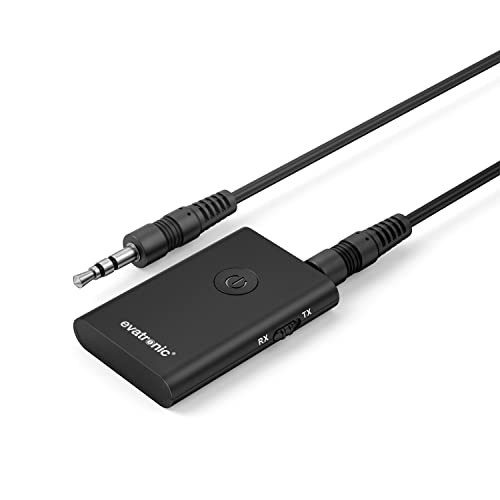 Evatronic Bluetooth Adapter, V5.0 Empfangen und Senden 2-in-1 Bluetooth-Adapter, drahtloser 3.5mm AUX Adapter zum gleichzeitigen Koppeln von Zwei Geräten,für TV/Auto/PC/Kopfhörer usw von Evatronic