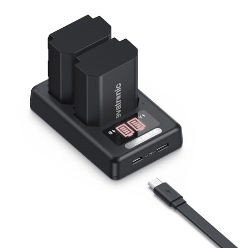 NP-FZ100 Kamera Akku Ladegerät Set, 2 Stück 2040mAh Akku,LED-Anzeige,USB Dual Slot Akku Ladegerät mit Typ-C und Micro-USB Anschlüssen für Sony A7III/A7R III/A9/A7R IV/A6600/Alpha 9/9R/A9R NP-FZ100 Kamera Akku Ladegerät Set, 2 Stück 2040mAh Akku,LED-Anzeige,USB Dual Slot Akku Ladegerät mit Typ-C und Micro-USB Anschlüssen für Sony A7III/A7R III/A9/A7R IV/A6600/Alpha 9/9R/A9R von Evatronic