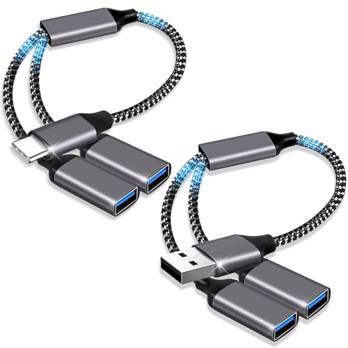 Evavii USB Splitter Y Kabel & USB C Splitter, USB 2.0 Verteiler Doppel Stecker Nabe Netzkabel Verlängerung für Übertragung und Laden, Multi Port Hub für Laptop,Mac,iPad Air,Auto,Xbox One,PS5,TV von Evavii