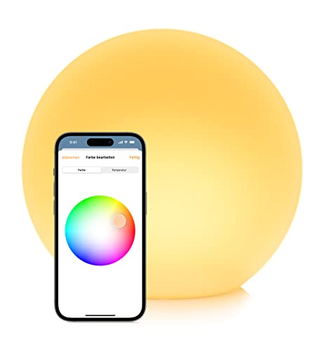 Eve Flare (Apple Home) – Tragbare smarte LED-Kugelleuchte, wasserbeständig, weißes & farbiges Licht, 90 lm, Ø 25 cm, dimmbar, keine Bridge nötig, Bluetooth & Thread, App-Steuerung von Eve