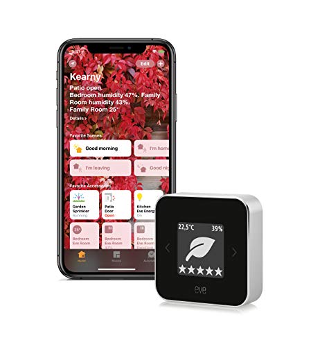 Eve ZM-51946 Room - Indoor Air Quality Monitor for tracking VOC, temperature & humidity; e-ink-display, no bridge necessary, Bluetooth Low Energy (HomeKit), Black von Eve
