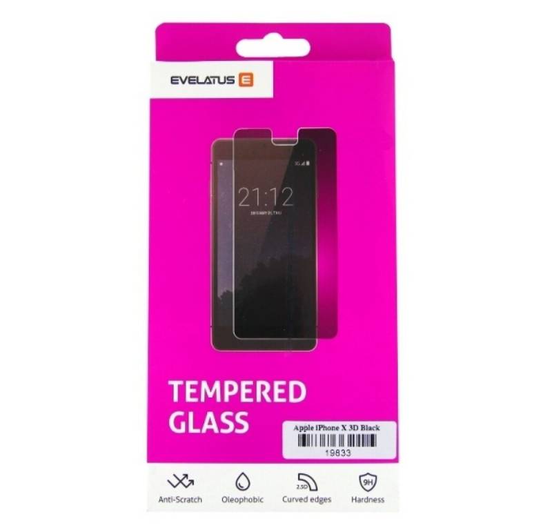 Evelatus Displayschutzfolie Original Panzerfolie 3D für iPhone XR schwarz Displayschutzglas 24439, Gehärtetes Glas von Evelatus