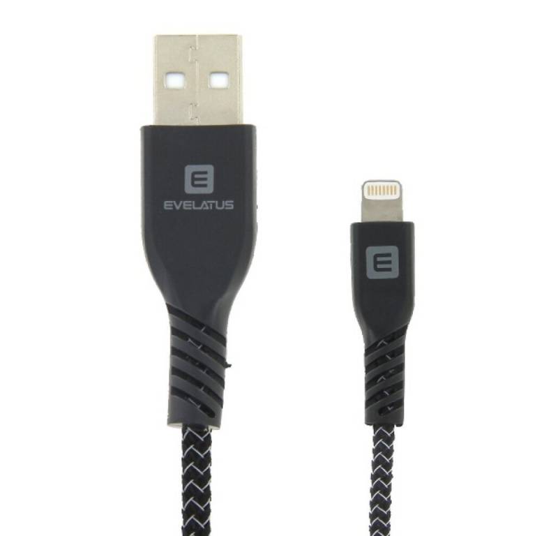Evelatus Original Evelatus Lightning-Datenkabel iPhone USB MFI zertifiziert Sch Smartphone-Ladegerät (USB-Kabel, 1-tlg) von Evelatus