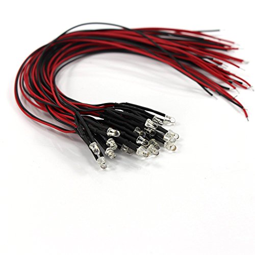 Evemodel L123WM NEU 20 STK. LEDs 3mm Warm weiß mit Kabel 20cm 12V von Evemodel