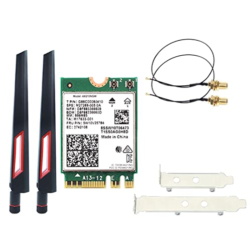 Evenden Wi-Fi 6E AX210 Wireless Card 2400Mbps Bluetooth 5.2 Desktop Kit 802.11Ax 2.4G/5Ghz/6Ghz AX210NGW, mit 10DBi Antenne, 500289388A2 von Evenden