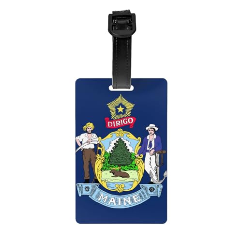 Gepäckanhänger mit lustiger Flagge von Maine, Gepäckanhänger, Kofferetikett, Reisetasche, Gepäckanhänger für Reisen Gepäckanhänger mit lustiger Flagge von Maine, Gepäckanhänger, Kofferetikett, Reisetasche, Gepäckanhänger für Reisen von Evengigy