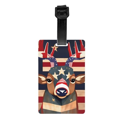 Gepäckanhänger mit lustiger amerikanischer Flagge, Hirschdruck, Kofferetikett, Reisetasche, Gepäckanhänger für Reisen Gepäckanhänger mit lustiger amerikanischer Flagge, Hirschdruck, Kofferetikett, Reisetasche, Gepäckanhänger für Reisen von Evengigy