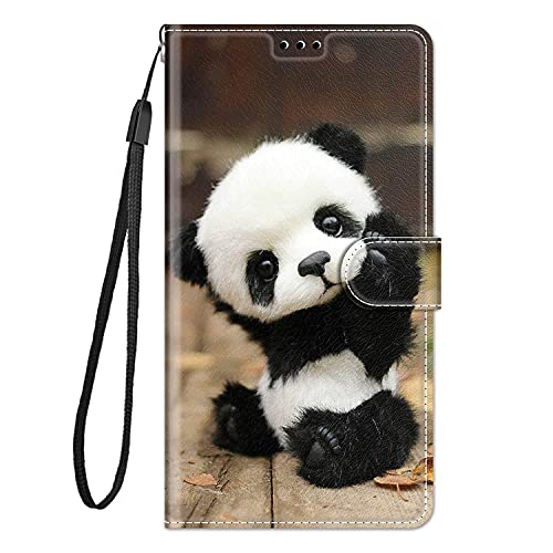 Everainy Kompatibel für Honor Magic 5 Lite 5G Hülle Silikon Leder Flip Case Cover Brieftasche Wallet Kartenfach Kickstand Muster Motiv Klappbar Magnetisch Hüllen Stoßfest Bumper Handyhülle (Panda) von Everainy-EU