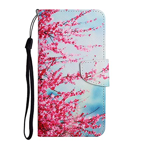 Everainy Kompatibel für iPhone 11 (6.1") Hülle Silikon PU Leder Case Flip Kartenfach Brieftasche Wallet Tasche Magnetisch Klappbar Kickstand Muster Cover Hüllen Handyhülle (Pinke Blume) von Everainy-EU
