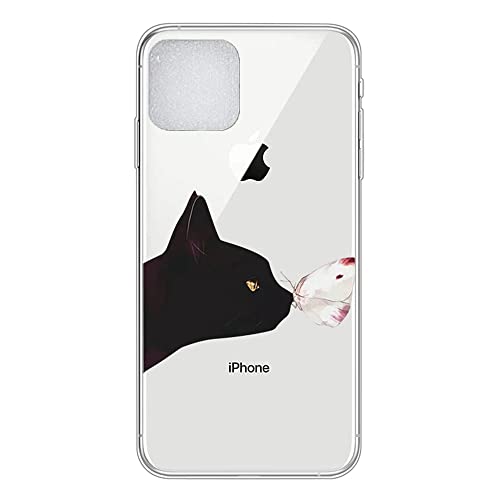 Everainy Kompatibel für iPhone 14 (6.1") Hülle Silikon Gummi Bumper Case Cover Durchsichtig Transparent TPU Gel Hüllen Lustig Muster Handyhülle Ultra Dünn Stoßfest Schutzhülle (Katze) von Everainy-EU