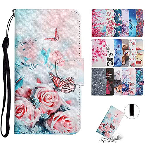 Everainy Kompatibel für iPhone SE 2020/iPhone 7/iPhone 8 Hülle Silikon Leder Case Flip Kartenfach Brieftasche Wallet Tasche Magnetisch Klappbar Kickstand Muster Cover Hüllen Handyhülle (Pfingstrose) von Everainy-EU