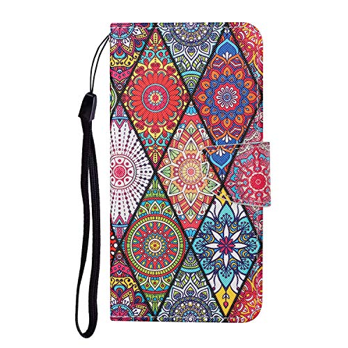 Everainy Kompatibel für iPhone XS/iPhone X Hülle Silikon PU Leder Case Flip Stoßfest Bumper Kartenfach Brieftasche Magnetisch Klappbar Muster Cover Wallet Tasche Hüllen Handyhülle (Mandala) von Everainy-EU