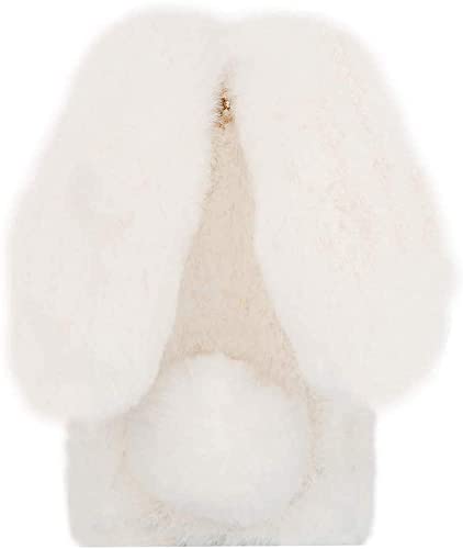 Everainy Kompatibel für iPhone XS/iPhone X Hülle Silikon Plüsch Kaninchen Gummi Bumper Niedlich Pelzig Hasenohren Serie Flauschige Bunny Hüllen Handyhülle Diamant Stoßfest Case Cover (weiß) von Everainy-EU