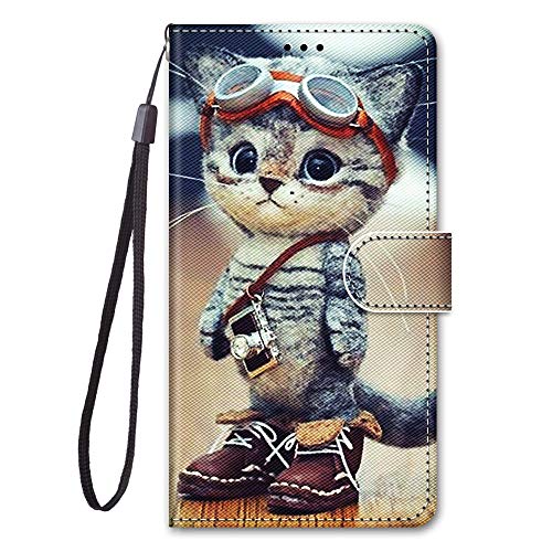 Everainy Schutzhülle für Xiaomi Redmi Note 10 Pro/Note 10 Pro Max, Silikon, lustiges Motiv, Schutzhülle aus PU-Leder, Klappdeckel, mit Standfunktion, stoßfest, magnetisch, Brieftasche (Katze) von Everainy-EU