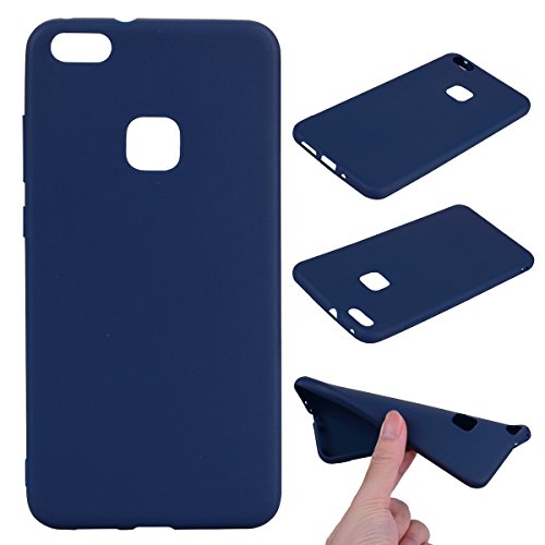 Everainy Kompatibel für Huawei P10 Lite Silikon Hülle Ultradünn Hüllen Handyhülle Einfarbig Gummi Case Schutzhülle Stoßfest TPU Gel Stoßstange Cover (Blau) von Everainy