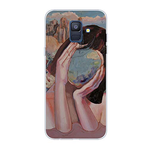 Everainy Kompatibel für Samsung Galaxy A8 2018 Hülle Silikon Durchsichtig Bumper Gummi Case Cover Hüllen Handyhülle Stoßfest TPU Transparent Stoßstange Schutzhülle (Gemälde) von Everainy