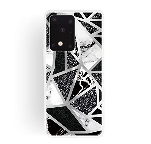 Everainy Kompatibel für Samsung Galaxy S20 Ultra Hülle Silikon Ultradünn Marmor Muster Case Cover Gummi Handyhülle Hüllen TPU Bumper Stoßfest Schutzhülle (schwarz weiß) von Everainy