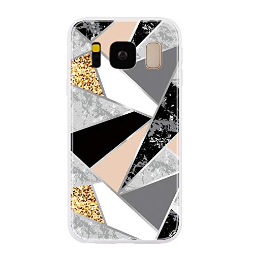 Everainy Kompatibel für Samsung Galaxy S8 Hülle Silikon Ultradünn Marmor Muster Case Cover Gummi Handyhülle Hüllen TPU Bumper Stoßfest Schutzhülle (Gold schwarz) von Everainy