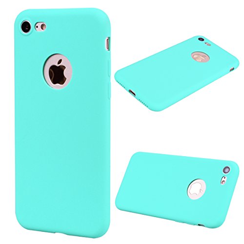 Everainy Kompatibel für iPhone 7/iPhone 8 Silikon Hülle Matt Ultradünn Hüllen Handyhülle Gummi Case Schutzhülle Stoßfest TPU Gel Stoßstange Cover (Grün/Hellblau) von Everainy