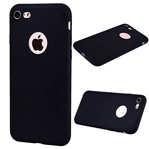 Everainy Kompatibel für iPhone 7/iPhone 8 Silikon Hülle Matt Ultradünn Hüllen Handyhülle Gummi Case Schutzhülle Stoßfest TPU Gel Stoßstange Cover (Schwarz) von Everainy