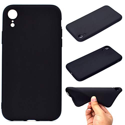 Everainy Kompatibel für iPhone XR Silikon Hülle Ultradünn Hüllen Handyhülle Einfarbig Gummi Case Schutzhülle Stoßfest TPU Gel Stoßstange Cover (Schwarz) von Everainy