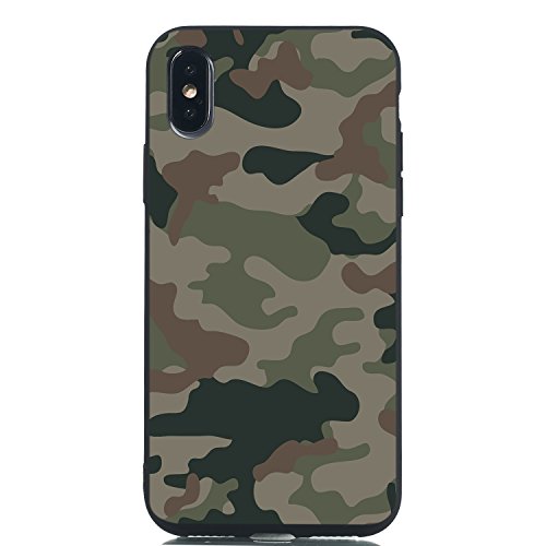 Everainy Kompatibel für iPhone XS/iPhone X Hülle Silikon Bumper Gummi Case Cover Hüllen Handyhülle Stoßfest TPU Stoßstange Schwarz Schutzhülle (Camouflage) von Everainy