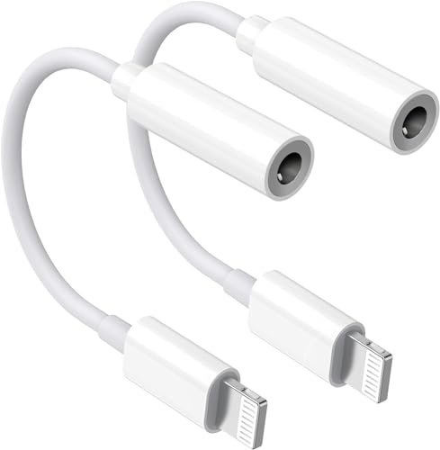 Everdigi Kopfhörer Adapter für iPhone, 2 Stück 3.5mm Kopfhörer Adapter Aux Adapter Klinke für iPhone 14 13 12 11 Pro Max X XS XS Max 8 7 von Everdigi