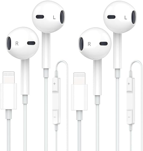 iPhone In-Ear Kopfhörer mit Kabel, 2 Pack HiFi Stereo Ohrhörer mit Lightning Anschluss Mikrofon und Lautstärkeregler,Kompatibel mit Phone 14/13/12/11/Pro/SE/X/XS/XR/8/7 Unterstützt Alle iOS Systeme von Everdigi