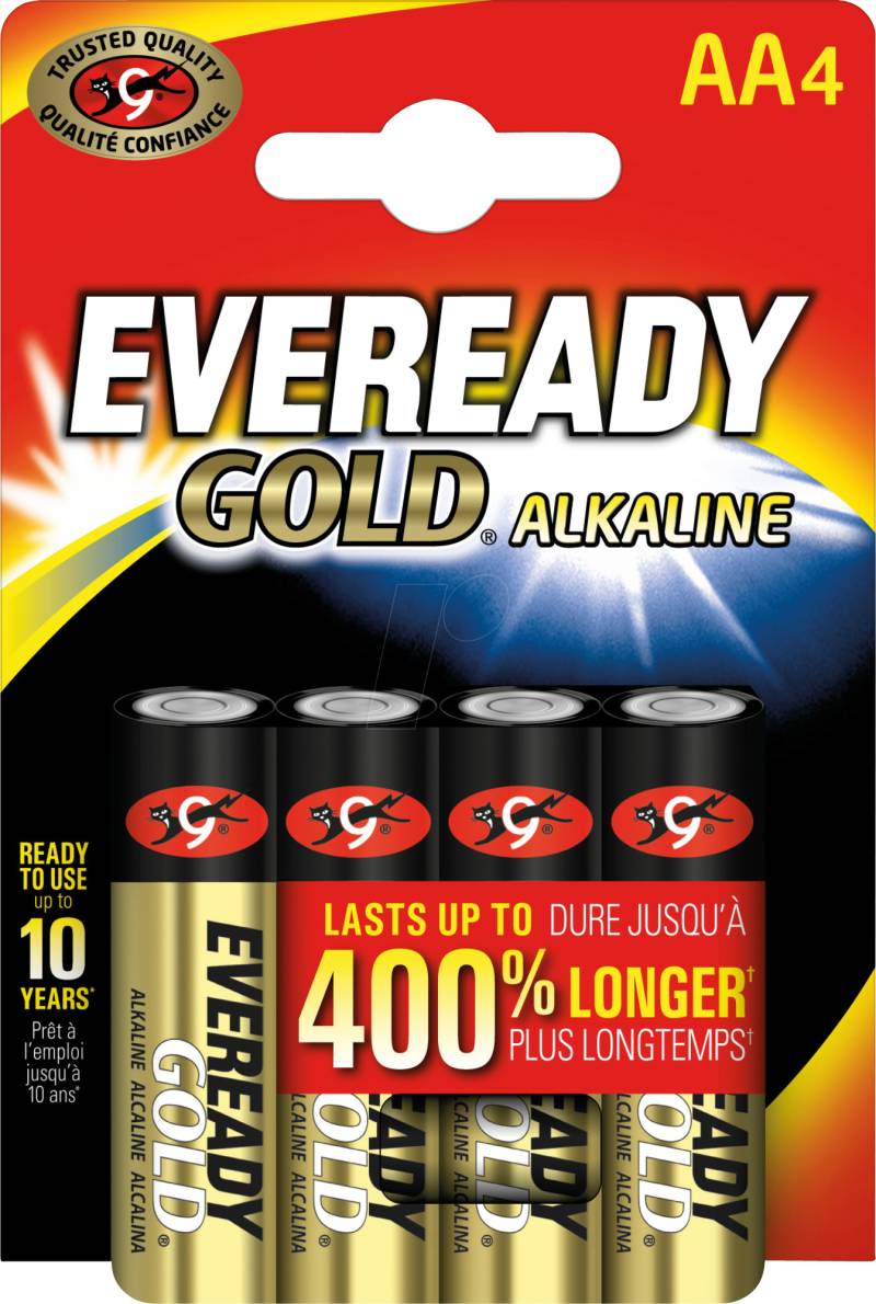 EVG 4XAA - Gold, Alkaline Batterie, AA (Mignon), 4er-Pack von Eveready