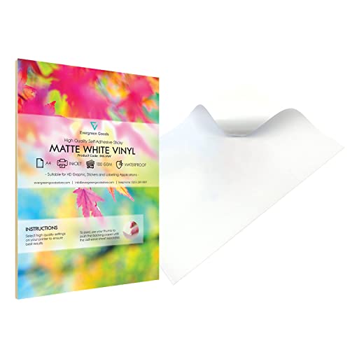 Evergreen Goods™ Vinyl-Fotopapier, wasserfest, matt, weiß, für Tintenstrahldrucker geeignet, hochwertig, selbstklebend, kommerzielle Qualität, reißfest, 20 Blatt von Evergreen Goods Ltd