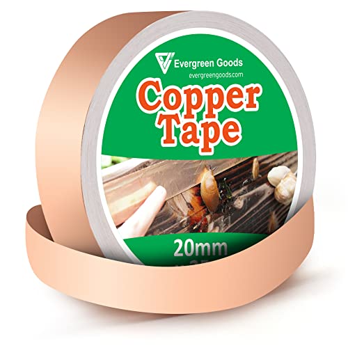Leitfähige Kupfer Schneckenband 20mm x 25m | Schneckenbarriere Kupferfolie Selbstklebend, Kupferband Gegen Schnecken Hochbeet | Perfekt für Gitarren EMI & Elektrische Reparaturen (1 Zoll X 27 Yards) von EVG