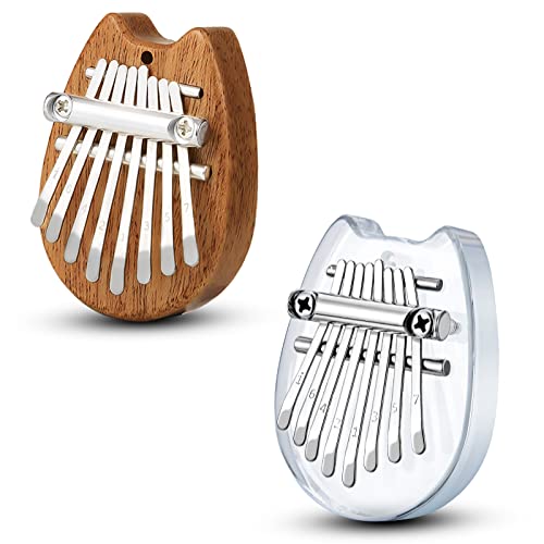 2 Pack Mini Kalimba Thumb Piano 8 Keys,Portable Solid Wood Mbira Finger Piano for Kids and Adults,Pocket Musical Gifts for Beginners w/Chain von Everjoys