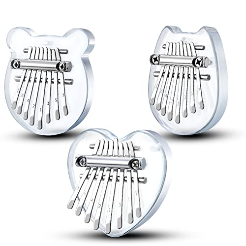 3 Pack Mini Kalimba Thumb Piano 8 Keys,Portable Solid Wood Mbira Finger Piano for Kids and Adults,Pocket Musical Gifts for Beginners w/Chain von Everjoys