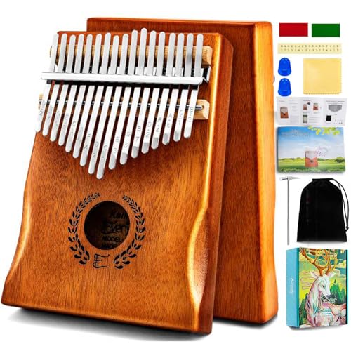 Everjoys Kalimba Thumb Piano 17 Keys Professional Musical Instrument Finger Marimbas with Portable Soft Fabric Bag Quick Songbook Tuning Hammer All in One Kit von Everjoys
