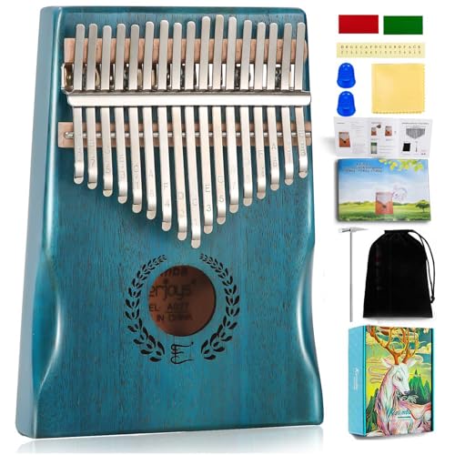 Kalimba Thumb Piano 17 Keys Portable Finger Piano Marimbas with Carry Bag, Quick Songbook, Tuning Hammer, All in One Kit von Everjoys