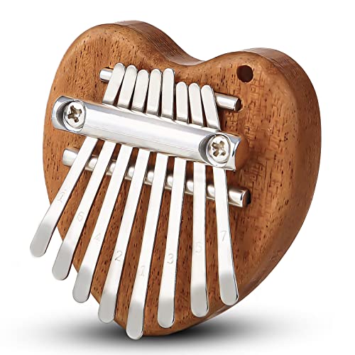 Mini Kalimba Thumb Piano 8 Keys,Portable Solid Wood Mbira Finger Piano for Kids and Adults,Pocket Musical Gifts for Beginners w/Chain von Everjoys
