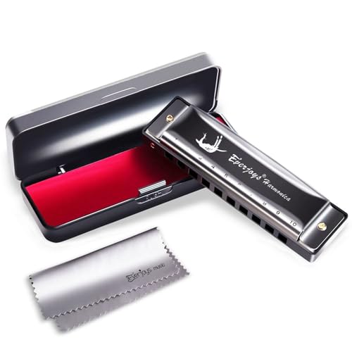 Mundharmonika 10 Loch - Blues Harp Diatonische Mundharmonika mit Etui, Poliertuch, Anleitung, für Erwachsene, Anfänger und Schüler Mundharmonika 10 Loch - Blues Harp Diatonische Mundharmonika mit Etui, Poliertuch, Anleitung, für Erwachsene, Anfänger und Schüler von Everjoys