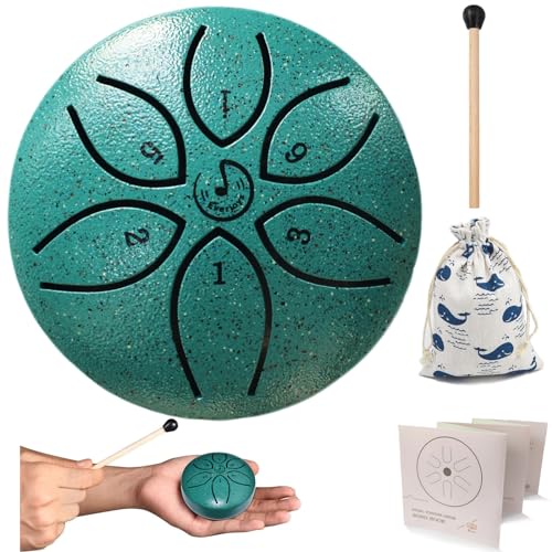 mini steel tongue drum Regentrommel Stahlzungentrommel 3 Zoll 6 Töne C-Key Handpan Drum Percussion Instrument Ätherische Trommel mit Stofftasche, Musikbuch und Schlägel, Musik Geschenk für Kinder von Everjoys