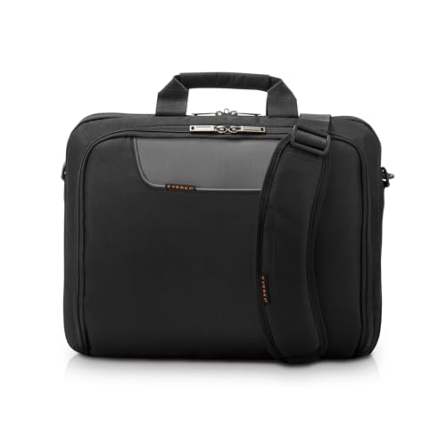 Everki Advance – Laptoptasche für Notebooks bis 16 Zoll (40, 6 cm) mit Zubehör-Fach, Kontrastreichem Innenfutter und Trolley-Lasche, Schwarz von Everki